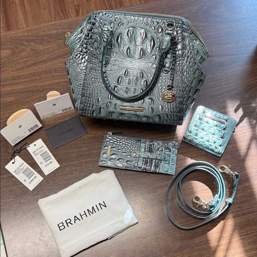 Brahmin Obsidian Mini Camila with matching Jane Wallet & Credit Card Wallet